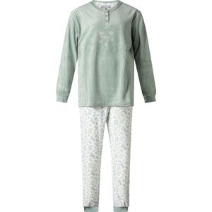 Cocodream dames pyjama velours - maat S - Dennentak uni - mint