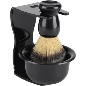 Akozon 3-in-1 Professional Shaver for Men, Shaving Brush Stand Holder, Shaving Brush with Handle and Scale for Beard Brush, Bowl Set