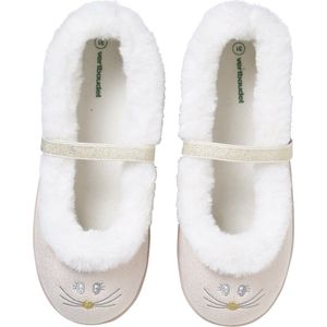 Gevoerde meisjes ballerinasloffen met elastiek goud