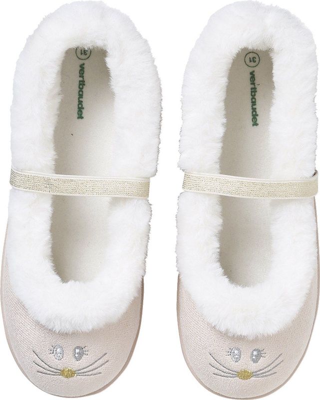 Gevoerde meisjes ballerinasloffen met elastiek goud