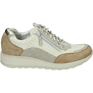 Durea Sneakers Dames - Lage sneakers / Damesschoenen - Leer - 6263 685 - Pythonprint  -  Beige combi - Maat 41