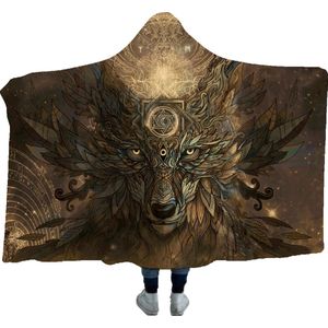 Hood'up - Plaid met Capuchon - Wolf - 200 x 150 cm - Uniek Design - Dubbel Gevoerd
