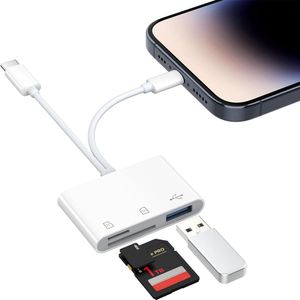 Sd Kaartlezer - 3 in 1 Hub - Geheugenkaartlezer - Kaartlezer Sd Kaart - USB Kaartlezer - Sd Kaart Lezer USB C - Card Reader USB - Micro Sd Kaartlezer - Geschikt Voor Macbook Pro / Air / Windows / Universeel - Wit