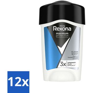 Rexona Men - Deodorant Stick - Maximum Protection Clean Scent - Anti-transpirant - 45 ml - Voordeelverpakking - 12 stuks