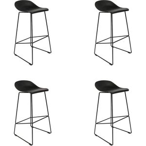 Livin24 Barkruk Ellen zwart Scandinavisch design 76 cm - Barkrukken set van 4 - barstoel