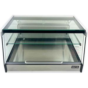 HCB® - Professionele Horeca Opzet koelvitrine - 118 liter - 230V - RVS / INOX Gebaksvitrine - 88x69x40 cm (DxBxH) - 42 kg - 3615