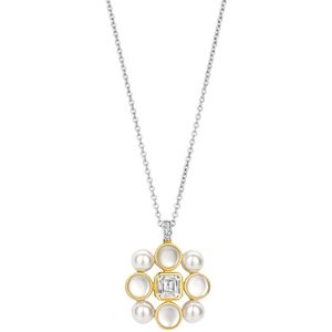 TI SENTO Dames Ketting - 925 zilver - Parel met geel verguld - Maat 42 - 34046YP