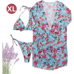 Livano Bikini Dames - Meisjes Bikini - Badpak - Push Up - Vrouwen Badkleding - Zwemmen - Sexy Set - Top & Broekje - Diep Hemelsblauw - Maat XL