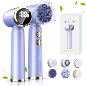 Royal WM - Pro - Gezichtsreiniger - Gezichtsborstel - Blackhead Remover - Elektrisch - 6 in 1 - Waterdicht - Blauw