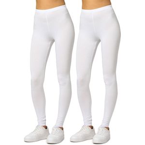 Merry Style Dames Leggings - Sport - Vrijetijdsbroek - Lang - Viscose - Sporbroek - Yogabroek - 2-Pack - MS-MS10-143-LE-B - Wit/Wit - S