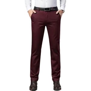 Livano Pantalon Heren - Chino - Golfbroek - Nette Broek - Elastische Tailleband - Volwassenen - Bordeauxrood - 44