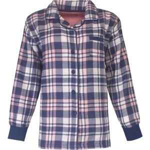 Irresistible - Mix & Match - Dames Pyjama Top - Doorknoop Top - Geruit - Flannel - 100 % Katoen. - Maat L