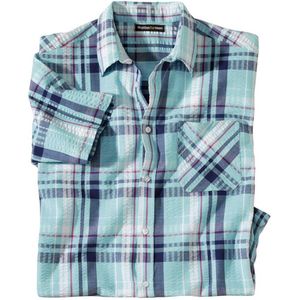 ATLAS FOR MEN - Geruit overhemd van gewafeld katoen Cycladen - Heren - Verkrijgbaar in grote maten - 4XL