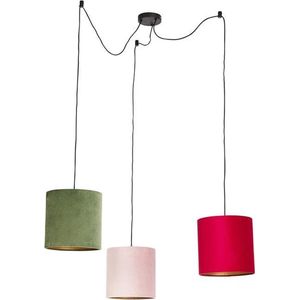 QAZQA cava - Klassieke Hanglamp met kap voor boven de eettafel | in eetkamer - 3 lichts - Ø 850 mm - Multicolor - Woonkamer | Slaapkamer | Keuken
