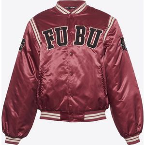 Fubu FUBU College Satin Varsity Jacket red/black/creme - Maat L