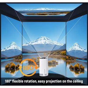 SWGOTA Projector met WiFi en BT, Full HD Native 1080P Ondersteuning 4K Draagbare Projector, 210° Draaibare Standaard, Automatische Keystone Correctie & Stofbestendig Ontwerp, Filmavonden, Draagbare Entertainment, Moderne Projectie, Hoogwaardige Lens