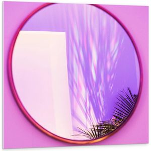 Forex - Roze Spiegel met Grassen - 100x100cm Foto op Forex