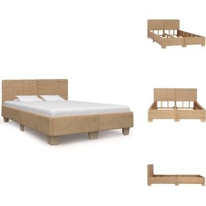 vidaXL Rattan Bedframe - Mahoniehout - 208 x 148 x 77 cm - Natuurlijke Rattan - Bed