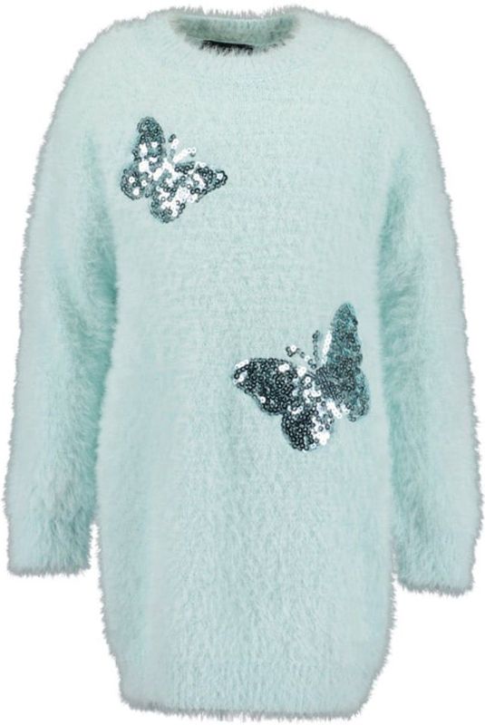 Blue Seven - Gebreide Jurk - Gletscher - Lange Mouwen - Ronde Hals