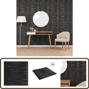 vidaXL Wandpanelen - Steenpatroon - 6 mÂ² - Zwart Wand Decoratie - Wandpanelen - 3d Behang - Steen Patroon - Zwarte Wandbekleding