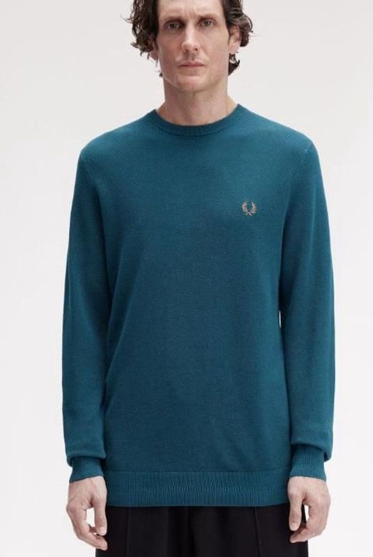 Fred Perry Pique Stitch Jumper Dark Petrol