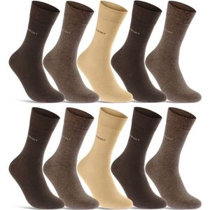12 paar | Bruin en beige diabetes sokken | zonder knellende boord