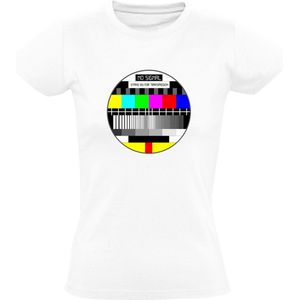 Geen Signaal Logo Televisie Dames T-shirt - tv - retro - beeldscherm - verbinding - testbeeld - stand by - stand-by - buiten werking - pauze