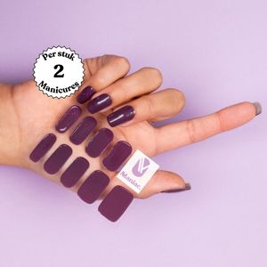 Maniac Nails Gellak Stickers – Paulette Purple – 28 stickers voor 2 manicures – 14+ dagen zonder chippen – Uitharden met UV-lamp – Donkerpaarse Gel Nagelstickers – Gel Nail Wraps