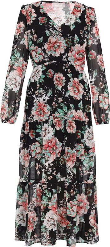 Usha Jurk  grasgroen / karmijnrood / zwart