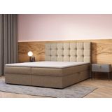 InspireME - Boxspring Bed 05 - Luxe en Comfort - Inclusief Topmatras - Verkrijgbaar in Meerdere Maten - Boxspringbed 05 (Cappuccino - Hugo 23, 160x200 cm)