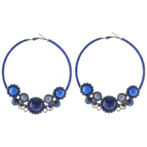 Behave Oorbellen - oorringen - blauw - vintage design - met steentjes - 7cm