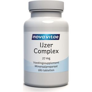 Nova Vitae - IJzer Supplement - IJzer Complex - 27 mg - 180 - tabletten - bij vermoeidheid - voor meer energie - Vegan