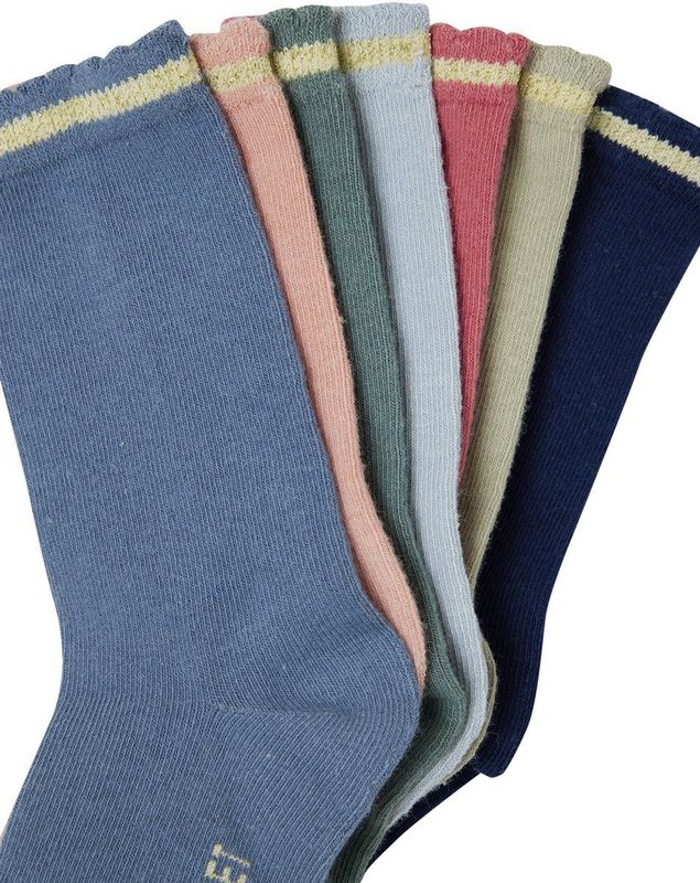 Kniekousen - 7 Paar - Blauw - Lurex - Zacht en Sterk Tricot