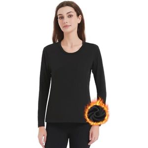 Dames Thermisch Ondergoed met Fleece Gevoerde Tops en Lange Mouwen