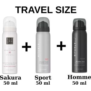 Rituals - Combi Set - Travel Shower Gels - Sport 50 ml + Homme 50 ml + Sakura 50 ml + Gift bag - 3X 50 ml = 150 ml - Douche gels - Doucheschuim - Travel Size