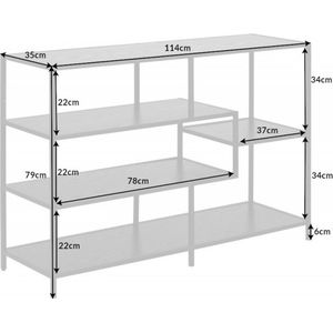 Moderne boekenkast SLIM LINE 115cm antraciet zwart marmer design metaal - 44180