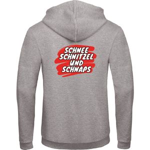 Schnee, schnitzel und schnaps hoodie grijs S - soBAD. | Foute apres ski outfit | kleding | verkleedkleren | wintersporttruien | wintersport dames en heren