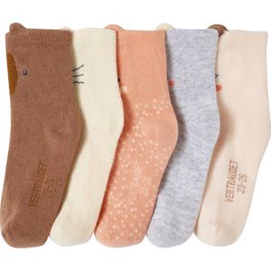 Vertbaudet - Set van 5 Paar - Babysokken - Multicolor - Jacquard Dierenkopmotief