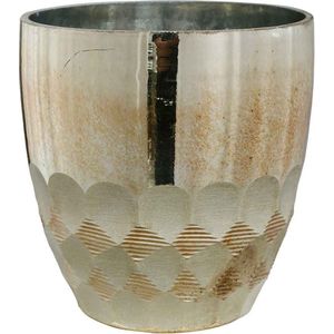 PTMD Roman Theelichthouder Windlicht - H11 x Ø10 cm - Glas - Goud