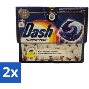 2 x Dash Platinum - Wasmiddel Capsules - Witte en Gekleurde Was - Frisheid van Katoen - 14 Wasbeurten - Wasmiddel Capsules - Waspoeder Capsules - Vlekkenverwijderaar - Katoen Frisheid - Wasmiddel Wit En Gekleurd