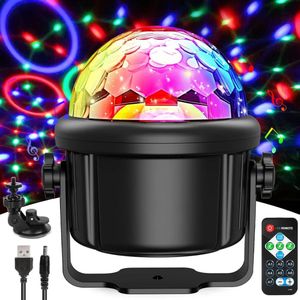 Discolichten - 7 Kleurenverlichting - Muziek gevoelige Feestverlichting - 360 ° Draaibare Discobal verlichting met Afstandsbediening - USB-aangedreven Stroboscoop DJ-verlichting - Voor Kinderen, Feest, Kerstlicht, Thuisdisco, Club, Cadeau