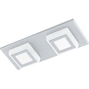 EGLO Masiano - Plafondlamp - 2 Lichts - LED - Aluminium-Geborsteld - Gesatineerd