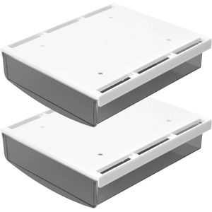 Set van 2 laden onder bureau, 21 x 18 x 5,4 cm zelfklevende lade, opbergdoos onder bureau, verborgen bureaulade voor kantoor, school thuis (matzwart)