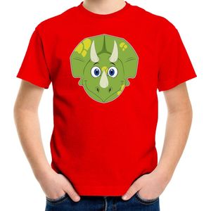 Cartoon dino t-shirt rood voor jongens en meisjes - Kinderkleding / dieren t-shirts kinderen 134/140