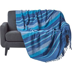 Homescapes Marokko sprei, blauwe strepen, 150 x 200 cm