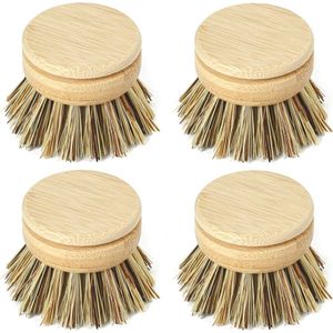 Vervangende opzetborstels voor Eco afwasborstels - Duurzame bamboe borstelkoppen (Pack van 4)