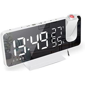 Digitale Projectiewekker met LED-display, FM-radio, Dubbel Alarm en USB-oplaadpoort