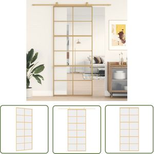 The Living Store Schuifdeur 90x205 cm helder ESG-glas en aluminium goudkleurig - Schuifdeur - Glazen Schuifdeur - Schuifpui - Binnendeuren - Modern Interieur
