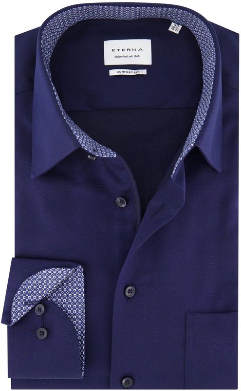 Eterna - Overhemd - Donkerblauw - Comfort Fit - Effen