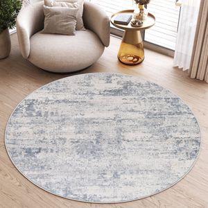 Tapiso Sky Rond Vloerkleed Hoogpolig Grijs Slaapkamer Tapijt Maat- 240x240